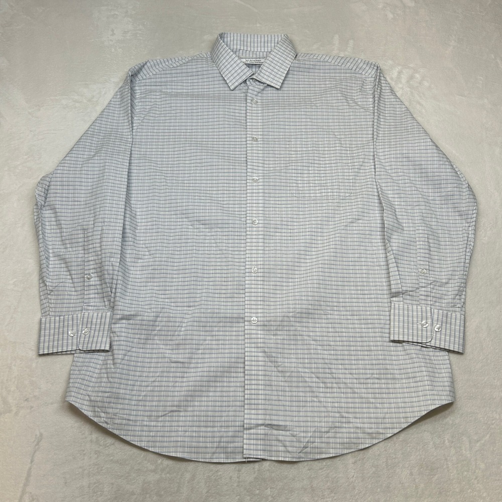 Calvin Klein Tech‎ Dress Shirt Mens XL Blue White Plaid Active Stretch - Picture 2 of 7
